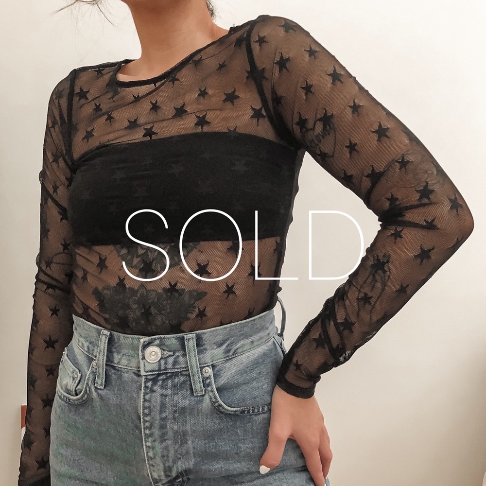 Zara - Black Mesh Stars LS - S